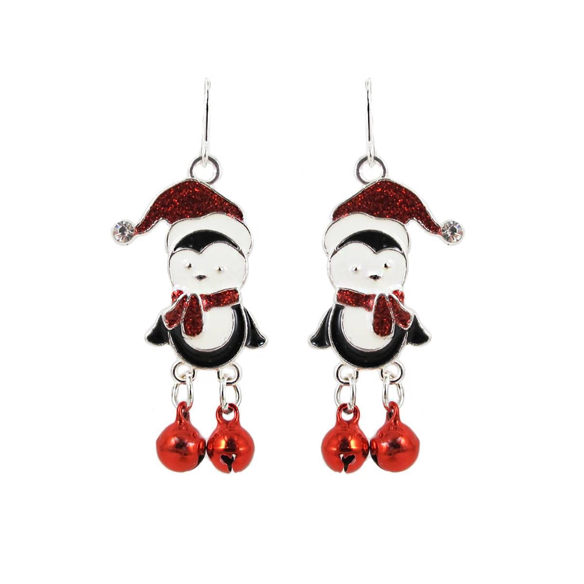 Penguin in Santa Hat Earrings