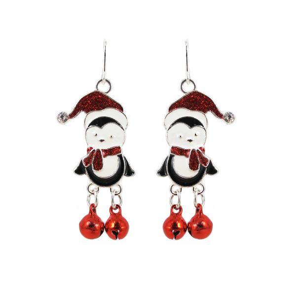 Penguin in Santa Hat Earrings - image 