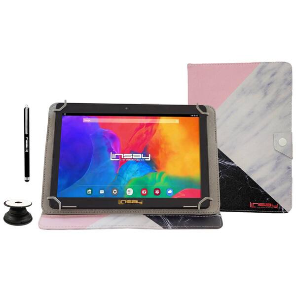 Linsay 10in. Android 12 Tablet with Multicolor Leather Case - image 