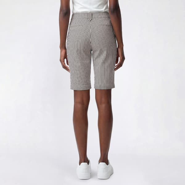 Petite Napa Valley Stripe Button Loop Bermuda Shorts