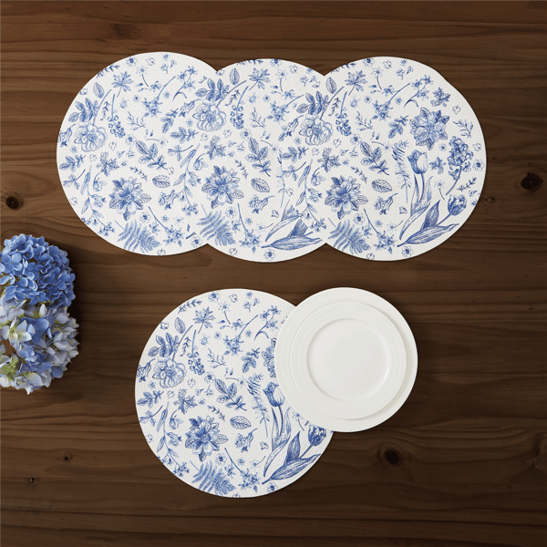 Avanti Ashford Woven Braided Round Placemats - Set of 4