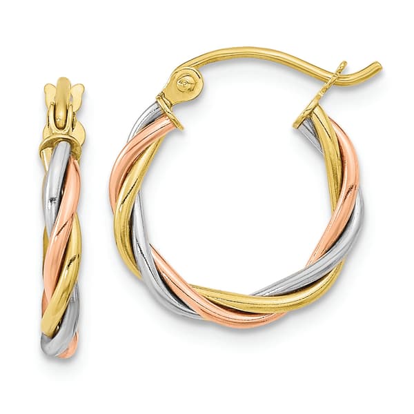 Gold Classics(tm) 10kt. Tri-color Polished Twisted Hoop Earrings - image 