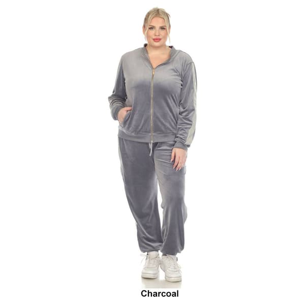 Plus Size White Mark 2pc. Tracksuit Set w/ Faux Leather Stripe