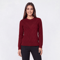 Womens Nautica Long Sleeve Crew Neck Diamond Texture Sweater