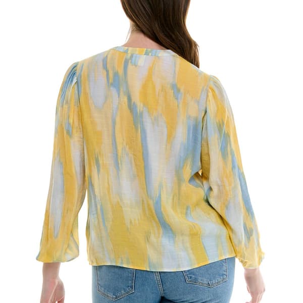 Womens Zac & Rachel Long Sleeve Blurred Watercolor Blouse