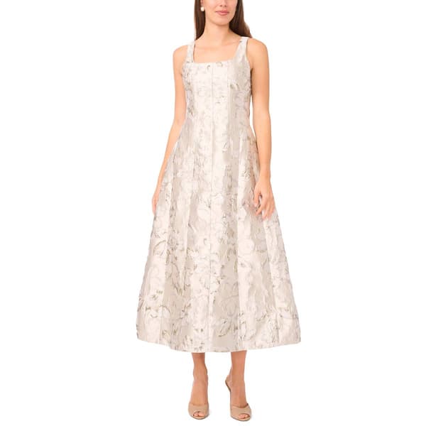 Womens MSK Sleeveless Metallic Floral A-Line Dress - image 