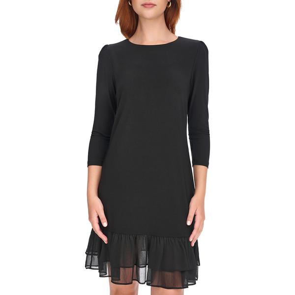 Womens Tommy Hilfiger 3/4 Sleeve Jersey Ruffle Hem A-Line Dress