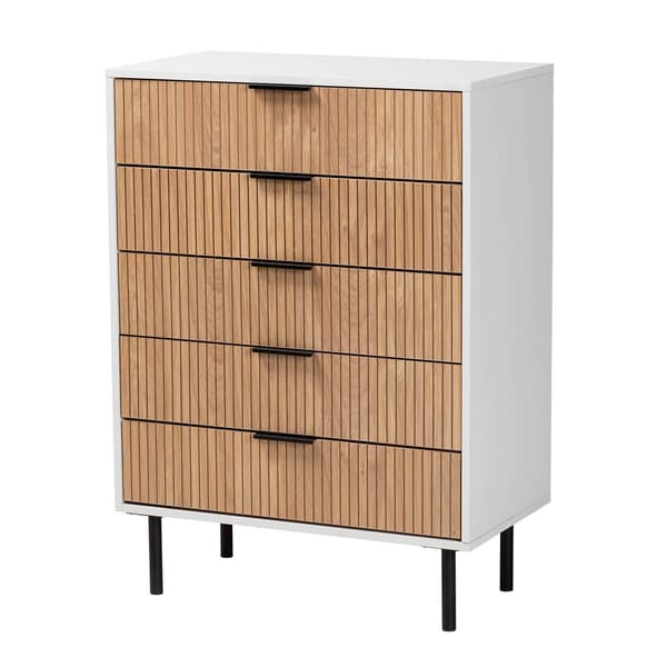 Baxton Studio Karima Two-Tone Wood 5-Drawer Storage Cabinet - image 