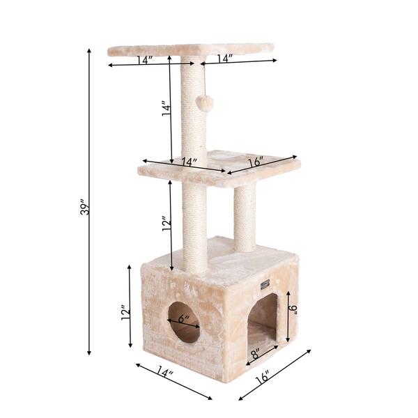 Armarkat 3-Tier Real Wood Cat Condo w/ Sisal Scratching Post