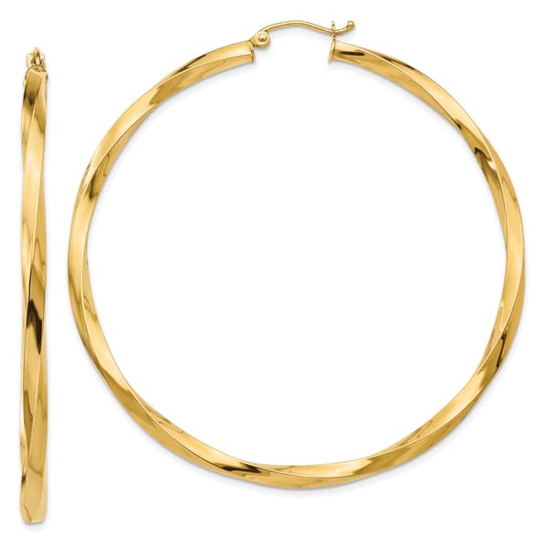 Gold Classics&#40;tm&#41; 14kt. 40mm Twist Hoop Earrings - image 