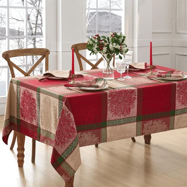 Threadmade Prestige Poinsettia Jacquard Tablecloth
