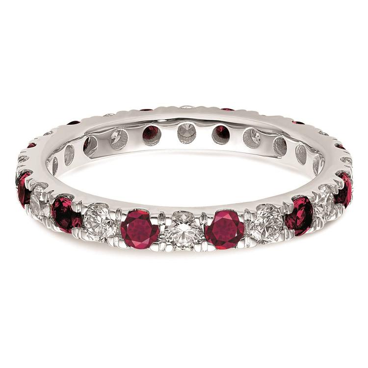 Pure Fire 14kt. White Gold Lab Created Ruby Eternity Band