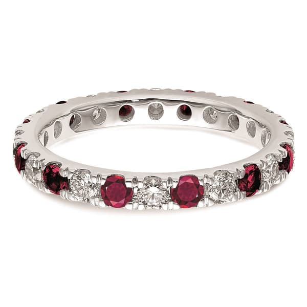Pure Fire 14kt. White Gold Lab Created Ruby Eternity Band