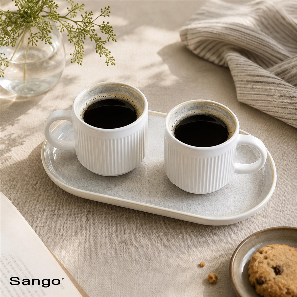 Sango Anderson Cream Large Stoneware Serving Platters - Set of 2