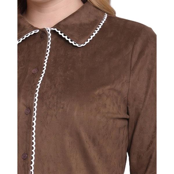 Plus Size NY Collection Long Sleeve Faux Suede Blouse