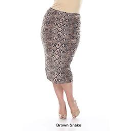 Plus Size White Mark Jordan Animal Print Pencil Skirt