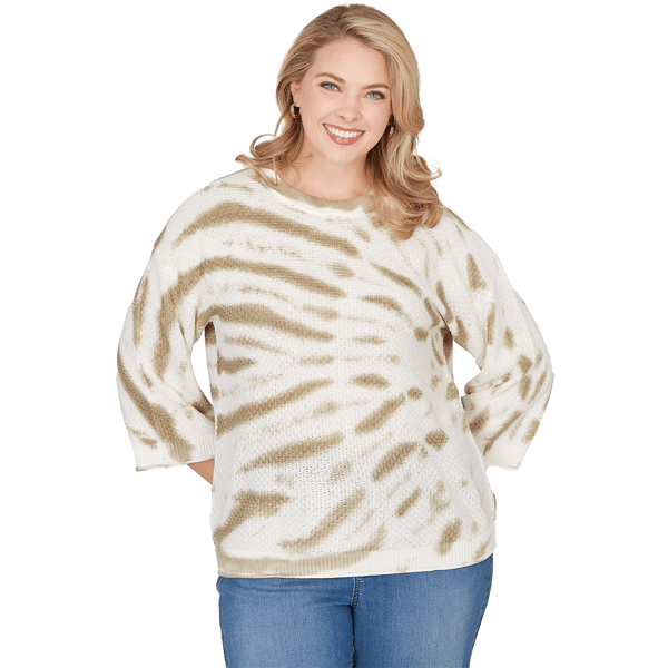 Plus Size Skyes the Limit Fresh Start 3/4 Sleeve Crew Neck Tie