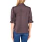 Womens Cece Elbow Puff Sleeve Plaid Button Front Blouse - image 2