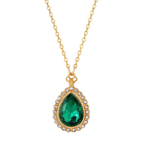 1928 Victorian-style Green Teardrop Necklace - image 