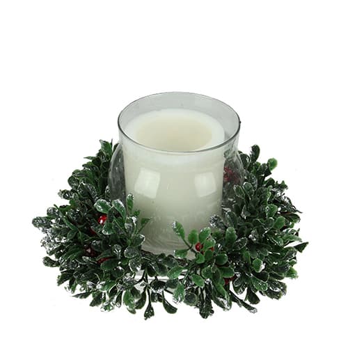 Northlight Boxwood with Berry Tipped Christmas Candle Holder