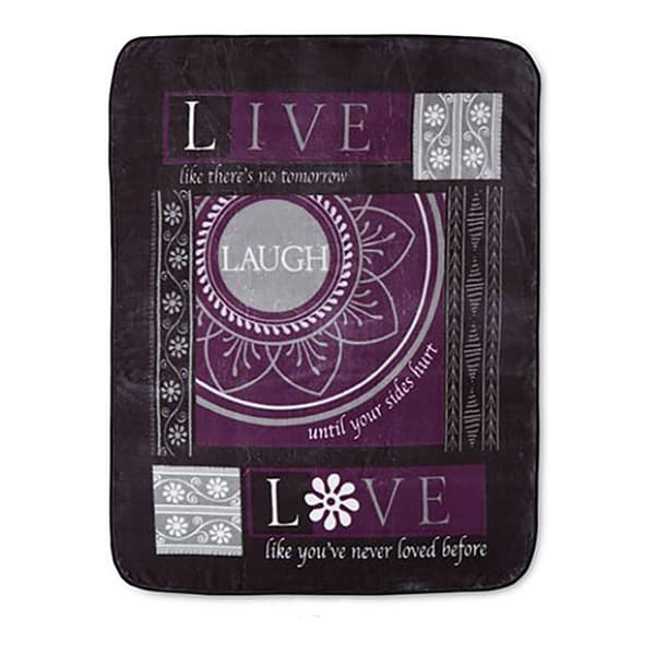 Shavel Home Products Hi Pile Oversized Throw - Live&#44; Laugh&#44; Love - image 