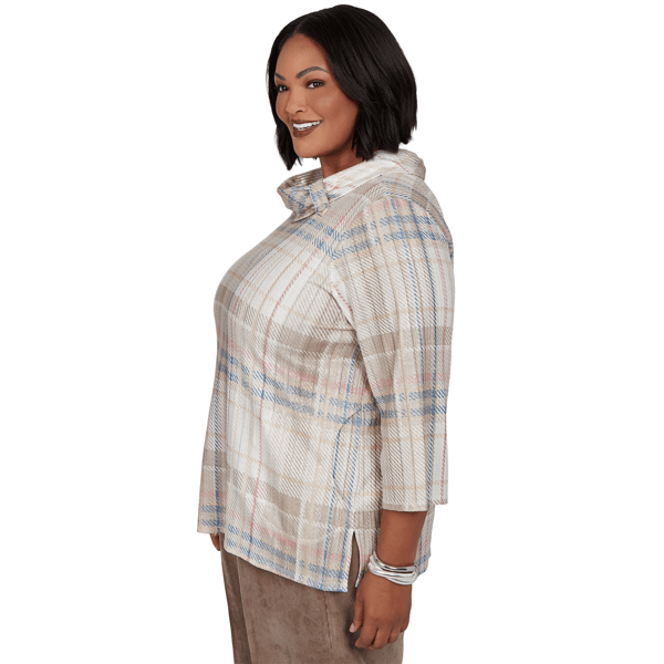 Plus Size Alfred Dunner Sunset Ridge Shimmer Plaid Sweater