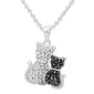 Silver Plated Black & White Two Cat Pendant - image 1