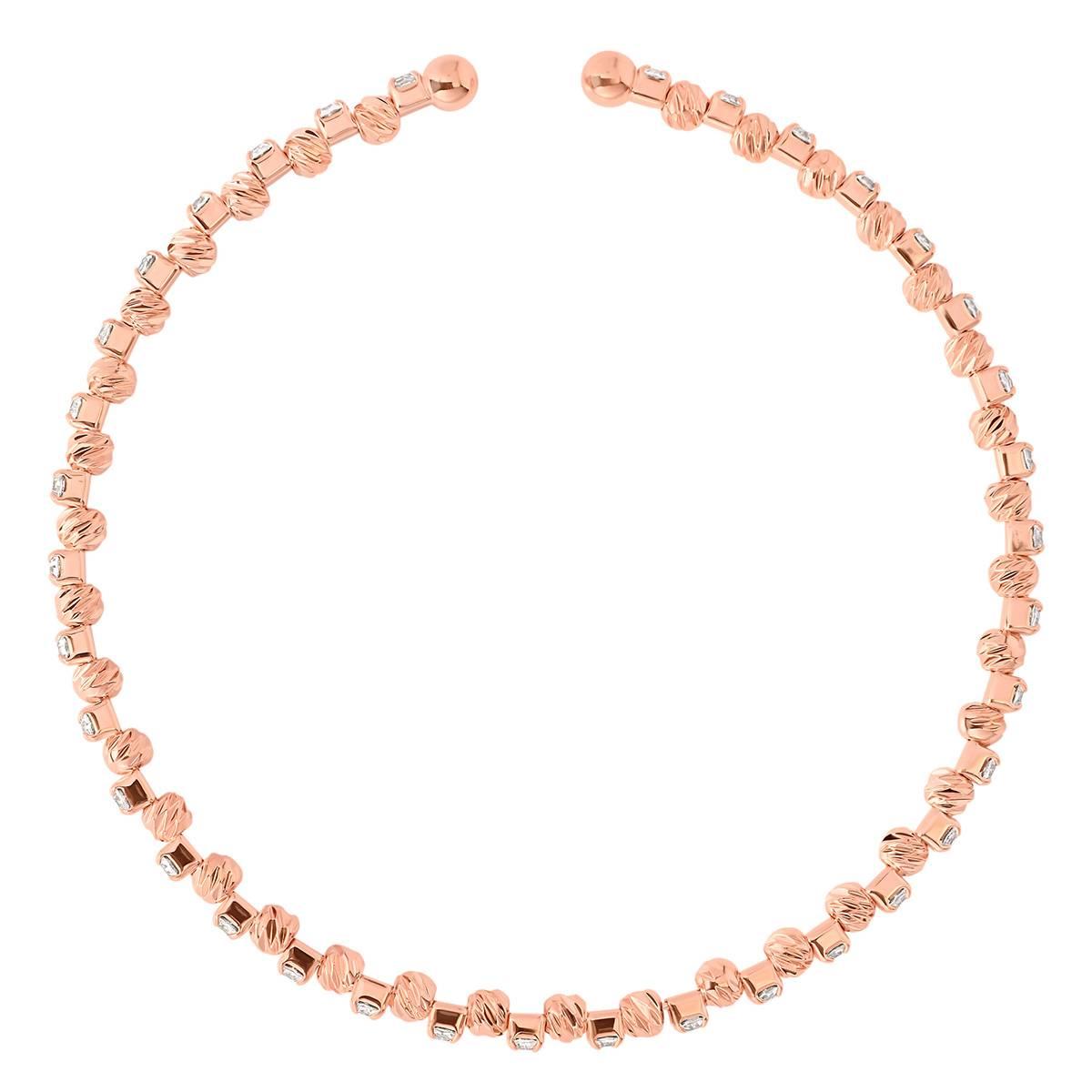 Athra Rose Gold over Brass Bead & Crystal Coil Bracelet