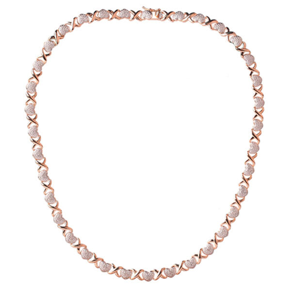 Gianni Argento Rose 1/10ctw. Diamond X & Heart Link Necklace - image 