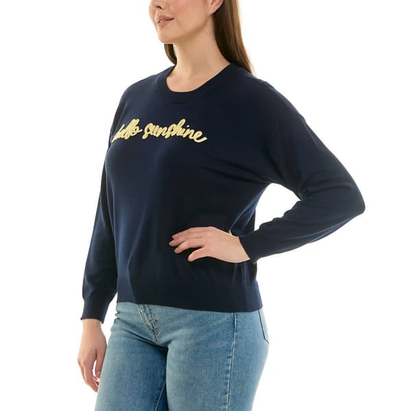 Womens Zac & Rachel Long Sleeve Solid Knit Hello Sunshine Sweater