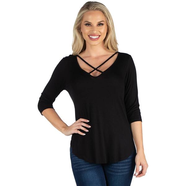 24/7 Comfort Apparel 3/4 Sleeve Strappy Tunic Top - image 
