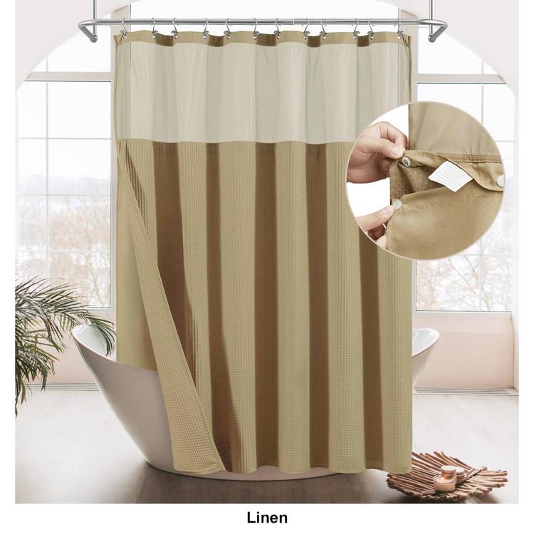 Awesome Home Cotton Blend Waffle Snap-In Liner Shower Curtain