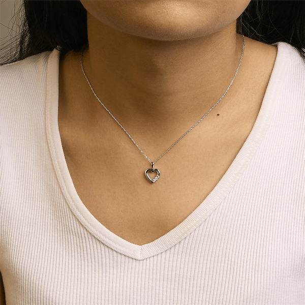 Haus of Brilliance Lab Grown Diamond Open Heart Pendant Necklace