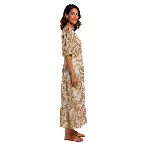 Womens Mlle Gabrielle Puff Sleeve Abstract Midi Dress