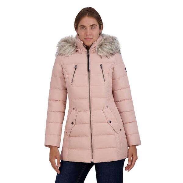 Womens Nautica Puffer Jacket with Faux Fur Hood - image 