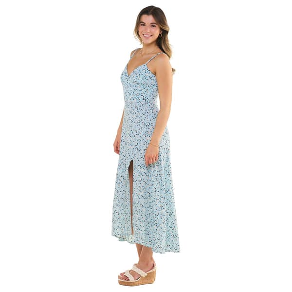 Juniors Emerald Sundae Floral Twill Maxi Dress with Slit