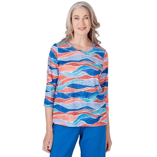 Petite Alfred Dunner Neptune Beach Waves Burnout Top - image 