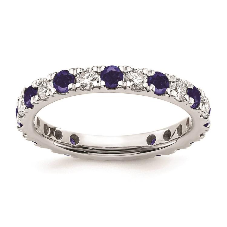 Pure Fire 14kt. White Gold Lab Created Blue Sapphire Band