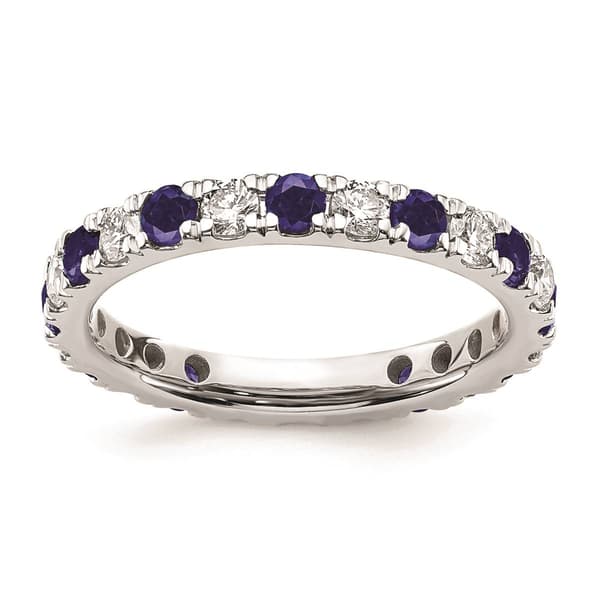 Pure Fire 14kt. White Gold Lab Created Blue Sapphire Band