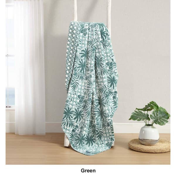 Tommy Bahama Laniaki Fronds Plush Reversible Blanket