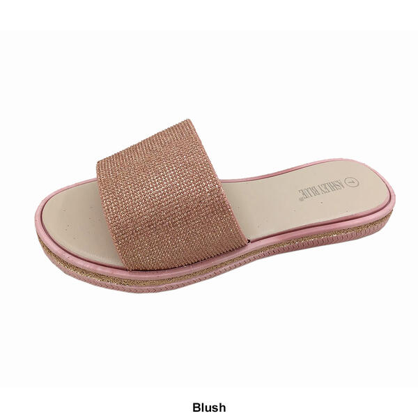 Womens Ashley Blue Rhinestone Slide Sandals