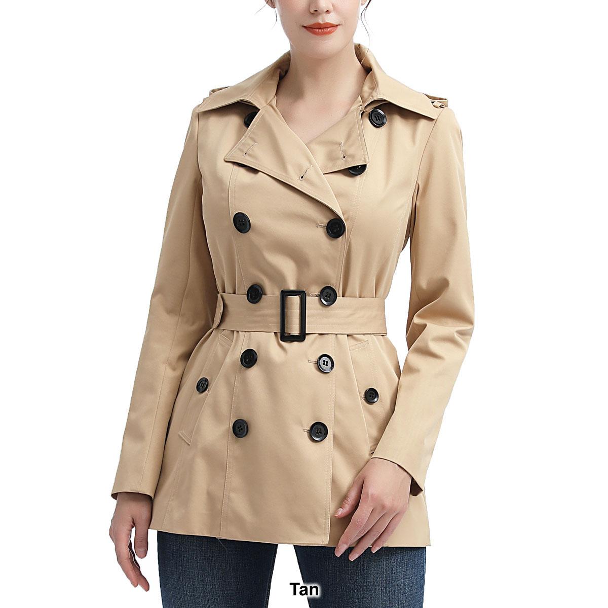 Womens BGSD Waterproof Classic Hooded Short Trench Coat