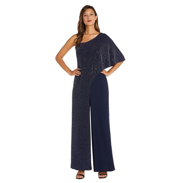 Womens R&M Richards Metallic Slinky Capelet Jumpsuit - image 