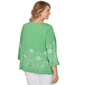 Plus Size Ruby Rd. Hothouse Florals Palm Tree Embroidery Blouse - image 2
