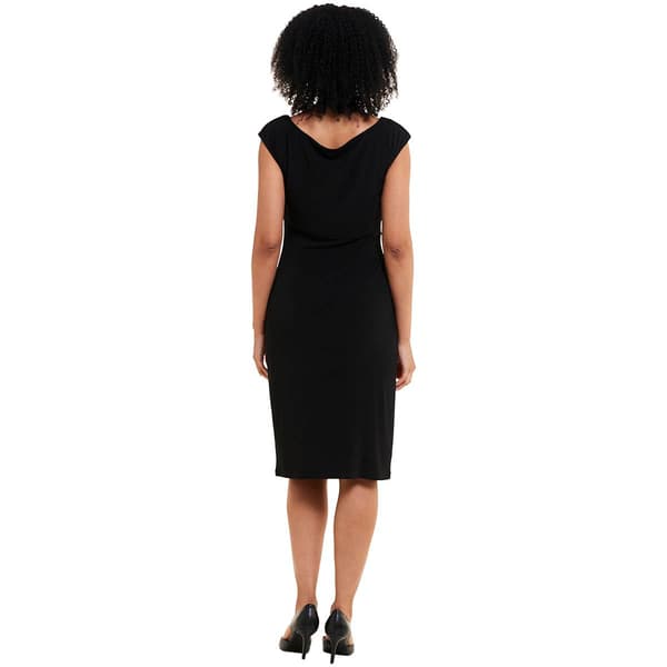 Womens Connected Apparel Sleeveless Rhinestone Neck Sheath Dress