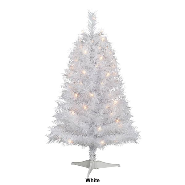 Puleo International 3ft. Pre-Lit Snow Ridge Christmas Fir Tree