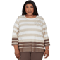 Plus Size Alfred Dunner Luxe Be A Lady 3/4 Sleeve Stripe Blouse - image 1