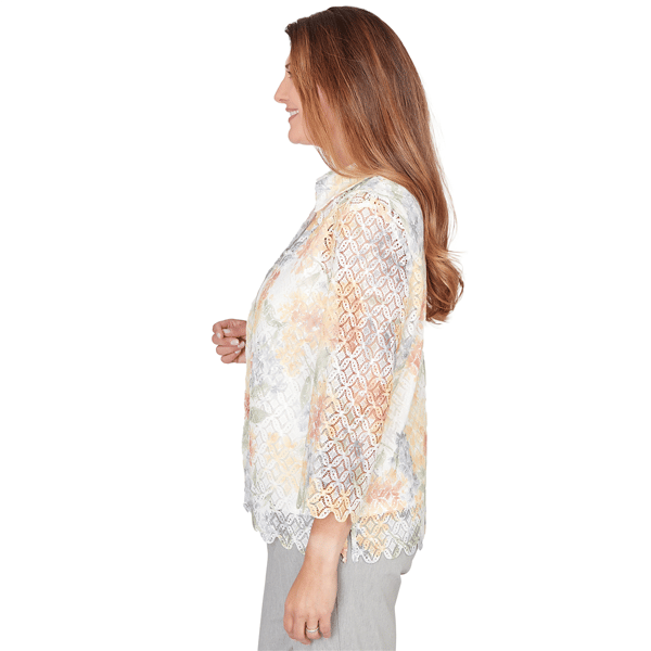 Womens Alfred Dunner Al Fresco Lace Floral Two In One Blouse