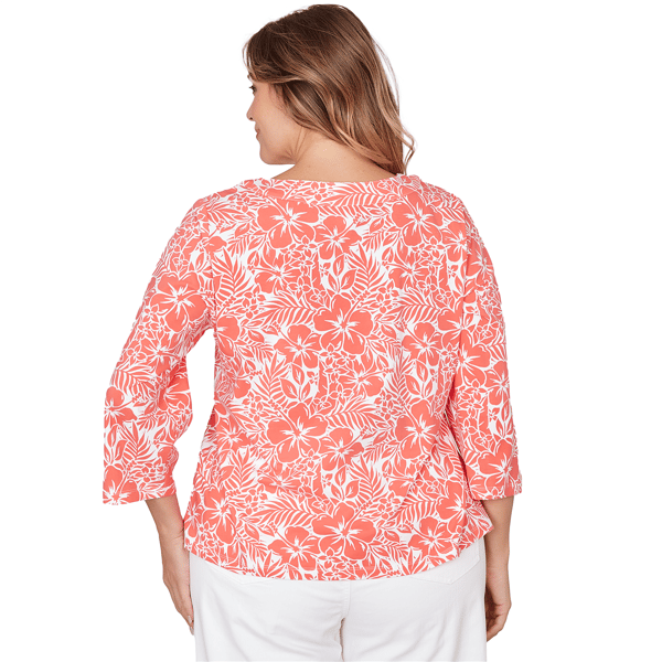 Plus Size Hearts of Palm Printed Essentials Tropical Blouse