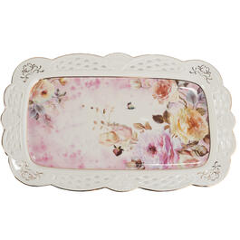 Home Essentials Rosette Floral Pierced Serving Tray